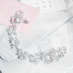 Butterfly & Pearl Hair Comb Bridal Wedding Headwear