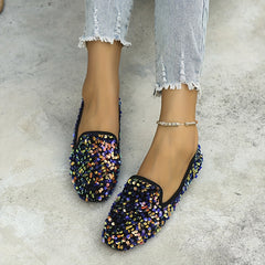 Sequins Flat Shoes Square Toe Soft Sole Ballet Flats