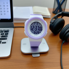 Kids Digital Watch with Alarm Light & Purple Strap