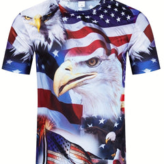Men's Bald Eagle Print T Shirt for Summer Outdoor Activities