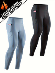 Men's Solid Pocket Leggings Active Quick Drying Sports Compression Pants