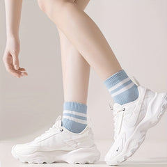 9 Pairs Striped Short Socks Soft & Lightweight Women's Stockings