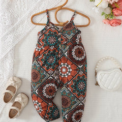 Baby Girls Ethnic Printed Pleated Jumpsuit
