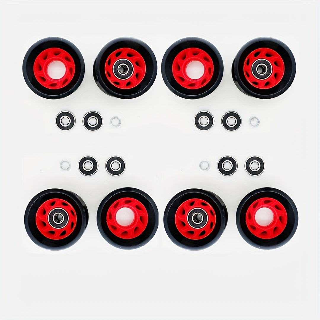 8 Pack Durable 95a Roller Skate Wheels with Bearings for Outdoor Skating