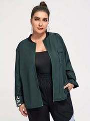 Women's Sports Top Letter Print Long Sleeve Zip Jacket