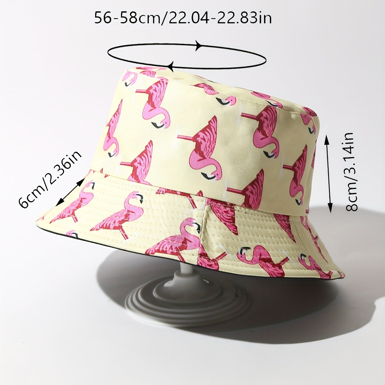 Double Sided Flamingo Embroidery Bucket Hat for Men Women