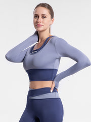 Quick Dry 2-in-1 Padded Workout Top for Women Long Sleeve Yoga Top