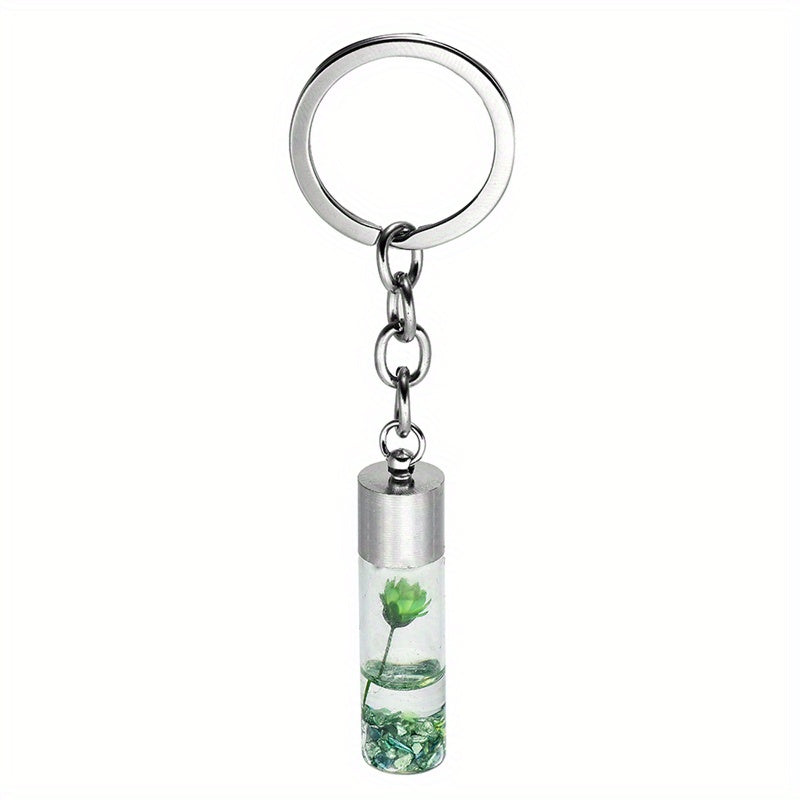 Plant Dried Flower Keychain Glass Bottle Backpack Car Pendant