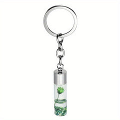 Plant Dried Flower Keychain Glass Bottle Backpack Car Pendant