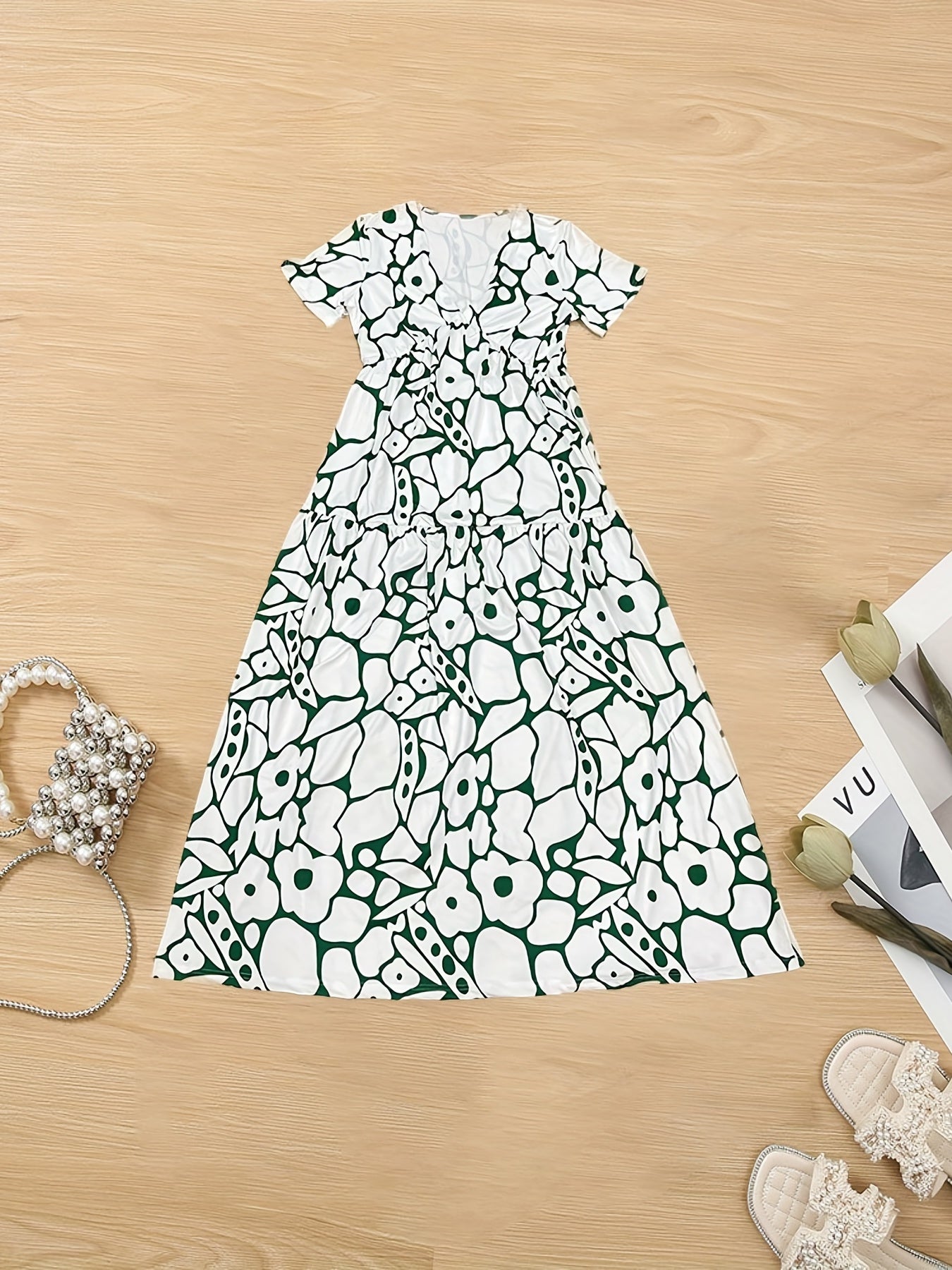 Casual Dress Women's Plus V-Neck Stretch Maxi Dress