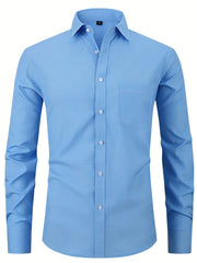 Men's Semi-Formal Dress Shirt with Chest Pocket