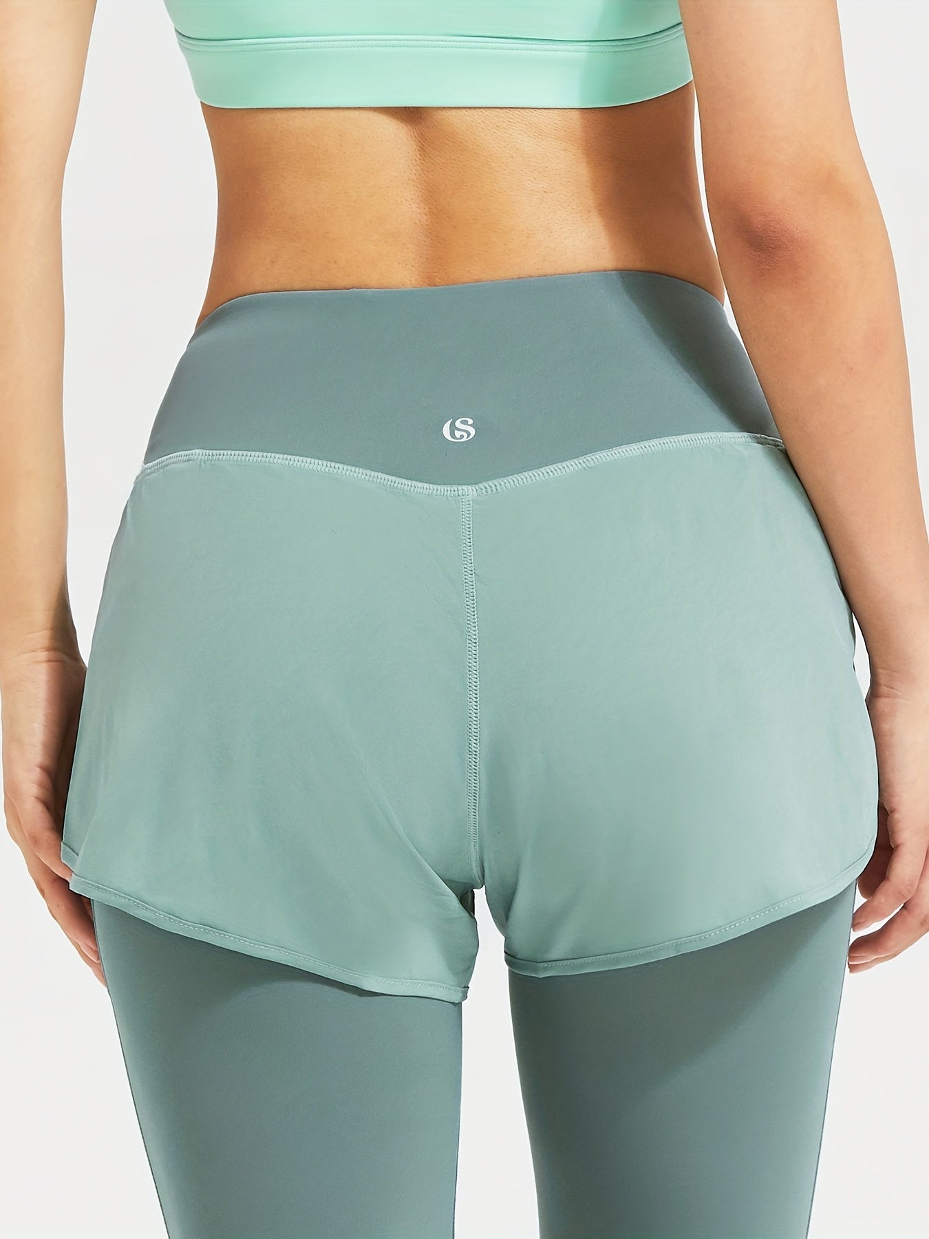 2 In 1 Sports Running Yoga Leggings Butt Lifting Slim Fitness Pants
