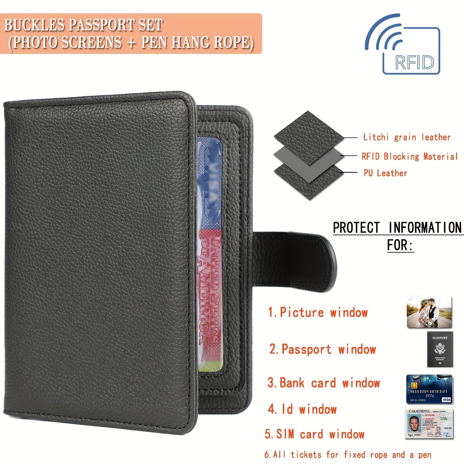 RFID Blocking Buckle Passport Holder Business Boarding Travel Passport Holder