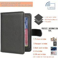 RFID Blocking Buckle Passport Holder Business Boarding Travel Passport Holder