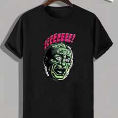 Surprised Expression Print Men's Graphic T-shirt for Summer