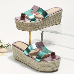 Women's Platform Sandals Cutout Slip On Espadrille Shoes