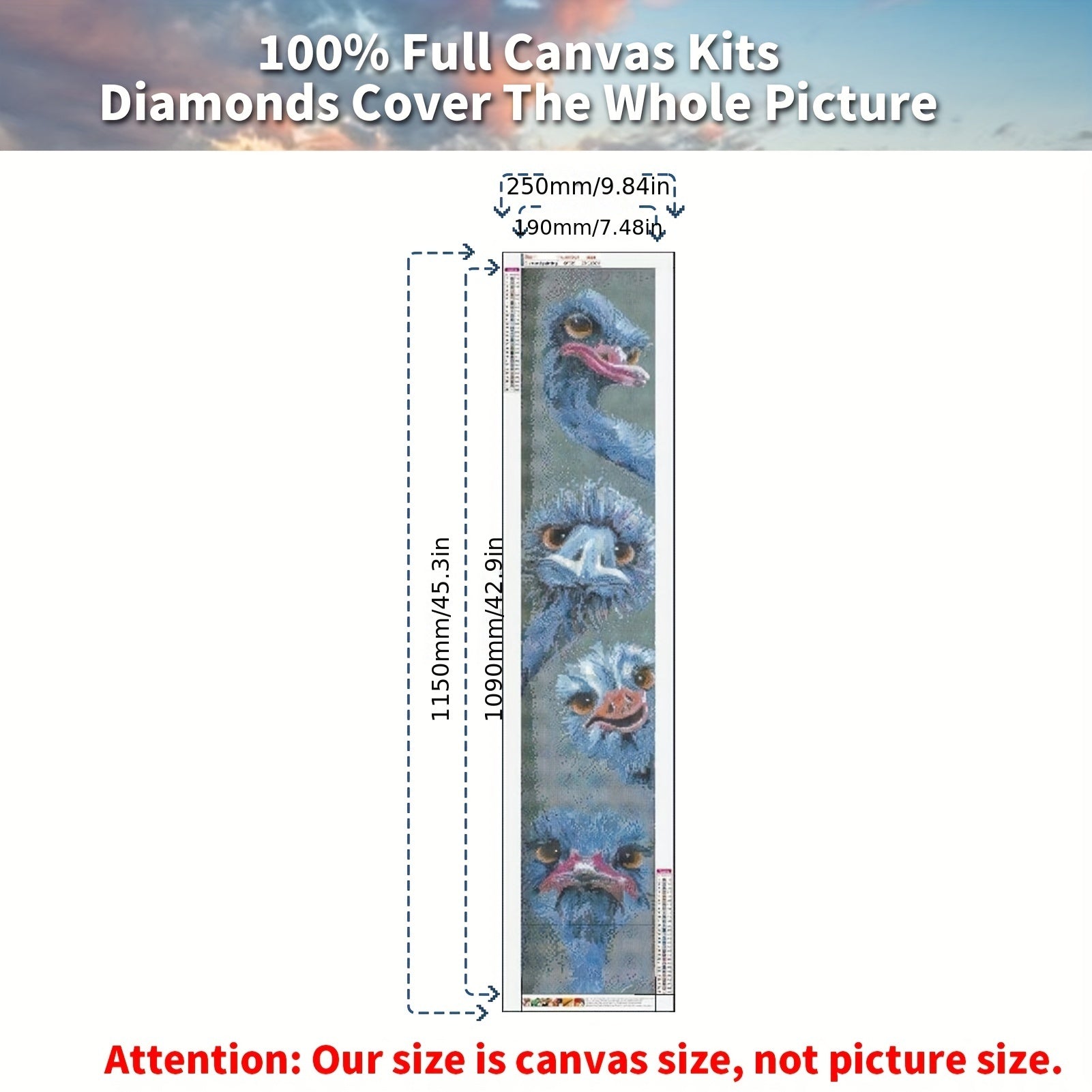 Large Ostrich Animal Diamond Painting Kit - Full Round Diamond