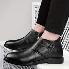 Men's Plaid Monk Strap Ankle Boots Wear resistant Non Slip Casual Boots