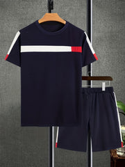 Boys Casual Stripe Short Sleeve T shirt&Shorts Set Summer Kids Clothing