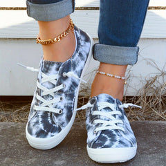 Tie Dye Canvas Lace Up Walking Shoes