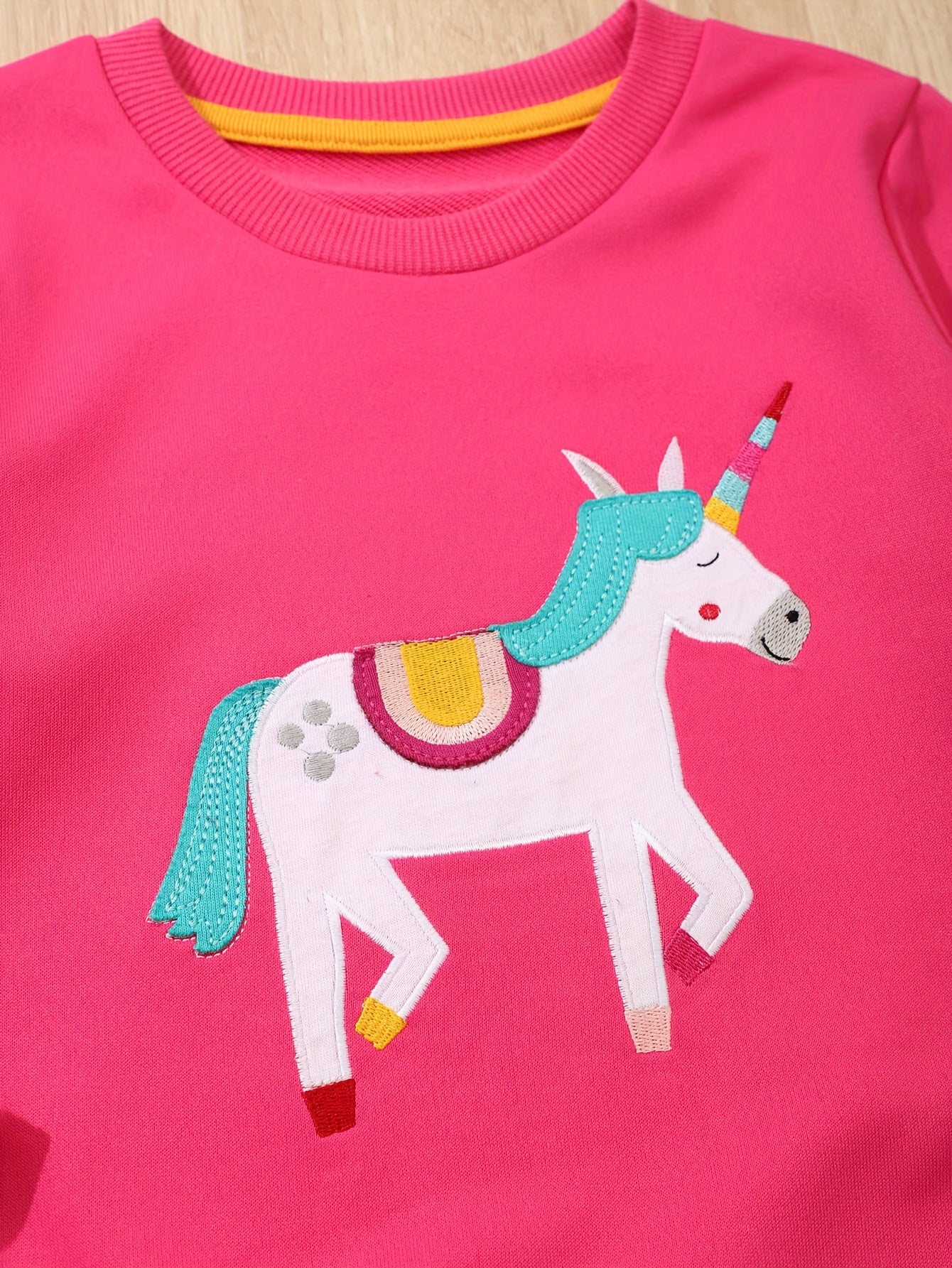 Cartoon Unicorn Long Sleeve Sweatshirt Girls Pullover For Fall