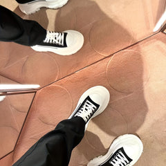 Women's Chunky Heel Platform Canvas Sneakers
