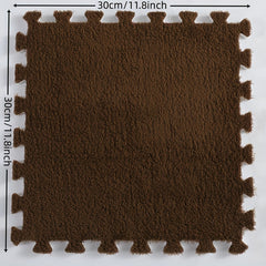 12pc Interlocking Shaggy Foam Mat Anti-slip Area Rugs Kids Room Floor Tiles