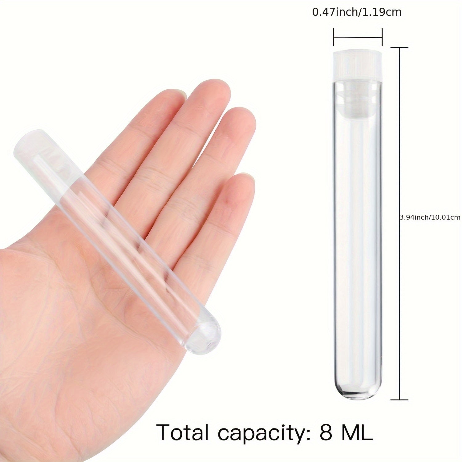 20pcs Transparent Plastic Test Tubes For Storage 8ml 25ml