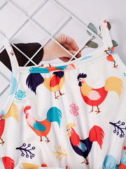 Toddler Girls Chicken Graphic Rompers for Beach Vacation