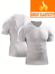 Men's Summer Tight V-neck Sports T-shirt