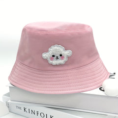 Kids Sheep Embroidered Sun Hat for Outdoor Hiking