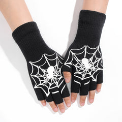 Halloween Spider Gloves Men Women Luminous Touch Screen Fingerless Winter Warm