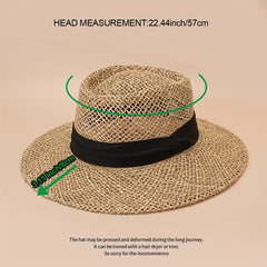 Classic Hollow Out Jazz Sun Hat Crochet Flat Top Fedora Cap