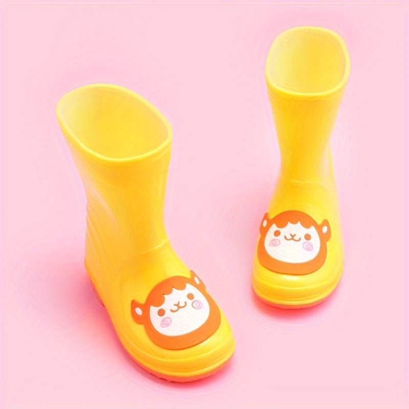 Girls Animal Decorated Solid Rain Boots Slip On Non-slip Waterproof Shoes