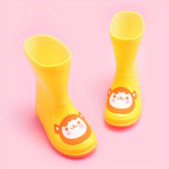 Girls Animal Decorated Solid Rain Boots Slip On Non-slip Waterproof Shoes