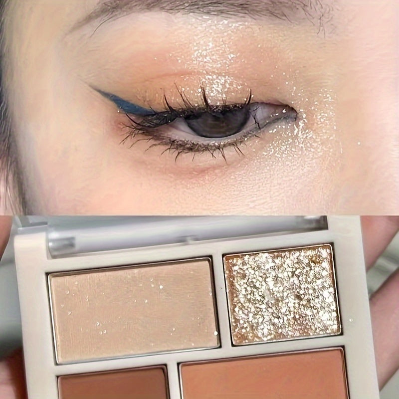 4 Color Eyeshadow Palette Pearly Matte Glitter Pink Sequins