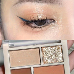 4 Color Eyeshadow Palette Pearly Matte Glitter Pink Sequins