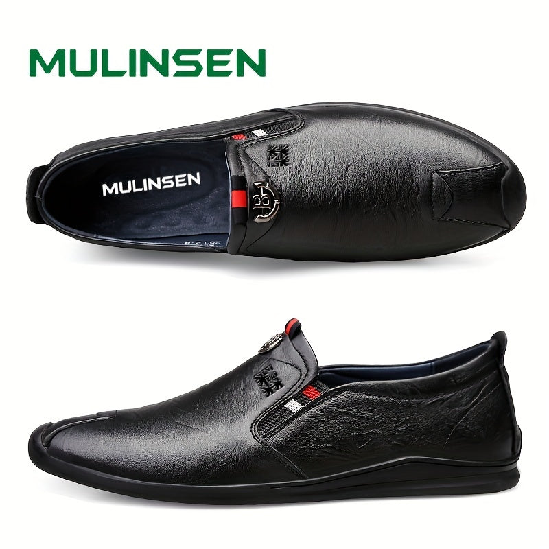 Men's PU Leather Loafer Shoes Comfy Non-slip Slip-On Shoes Men's Driving Shoes