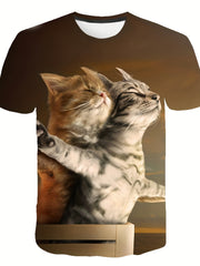 Kids 3D Kitty Graphic T-shirt Short Sleeve Tee for Boys and Girls