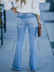 Fringe Trim Flared Leg Jeans