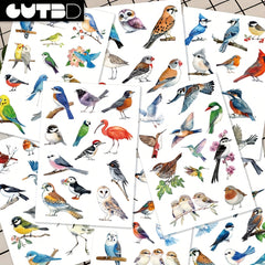 8pcs Bird Cartoon Stickers Parrot Owl Finch Designs for Notebooks & Crafts