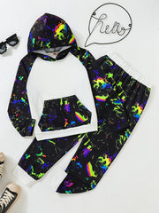 Graffiti Graphic Boys Hooded Sweatshirt & Sweatpants Set