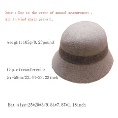 Women's Wool Bucket Hat Winter Thermal Cap Warm Cloche Hat