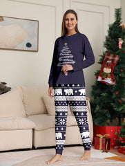 Christmas Print Pajama Set Long Sleeve Top & Pants