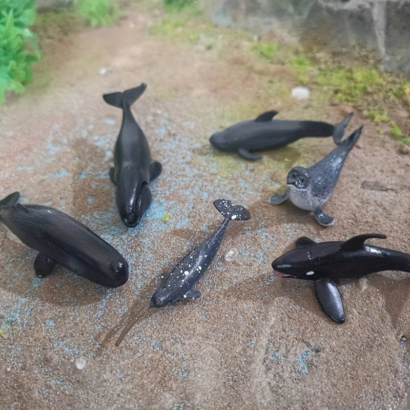 6pcs Marine Life Model Fish Animal Toys Shark Killer Whale Ornaments