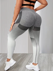 Ombre Print Mesh Waistband Yoga Pants