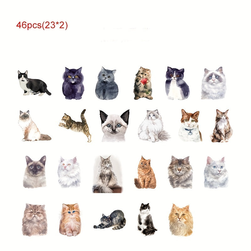 46 Cat Pattern Stickers Water Bottles Laptop Scrapbook Luggage