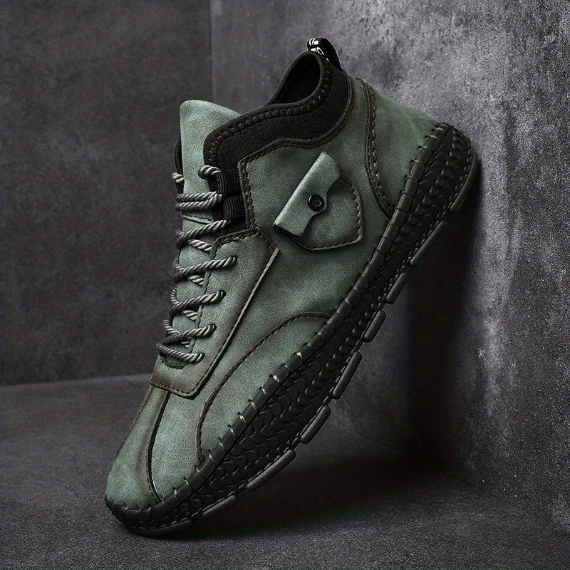 Men's Solid Low Top Lace up Boots Outdoor Walking Shoes