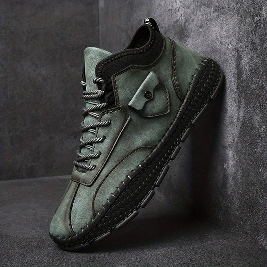 Men's Solid Low Top Lace up Boots Outdoor Walking Shoes