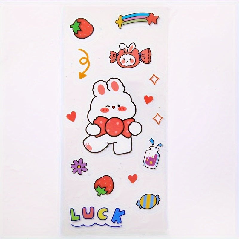 1pc Cartoon Bear And Rabbit Planner Sticker Waterproof Decorative Sticker